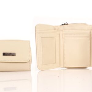 3705 CREAM SMALL ZIP ROUND COW HIDE PURSE