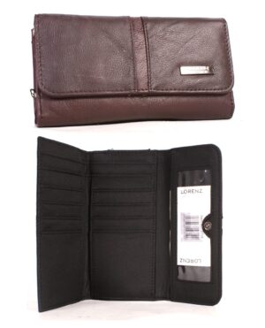 3719 BURGANDY RFID - 17CM DOUBLE SIDED COW HIDE PURSE