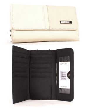 3719 CREAM 17CM COW HIDE PURSE WALLET 18CM