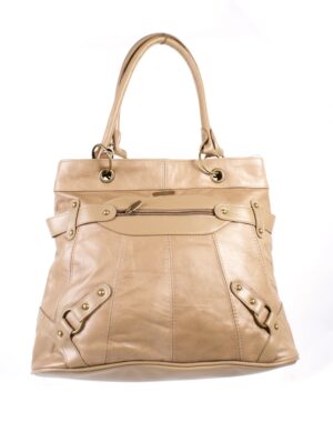 3763 FAWN COWHIDE ZIP TOTE