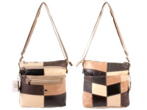 3833 TOP ZIP C.HIDE BAG, 3 FRONT ZIPS, BACK POCKET MULTI