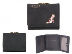 7143 BLACK PU PURSE WITH SHOE EMBLEM