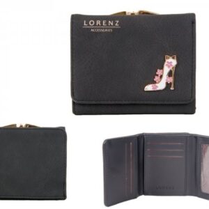 7143 BLACK PU PURSE WITH SHOE EMBLEM