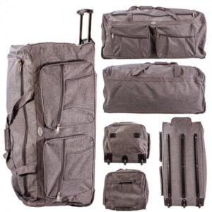 KS-100 34'' DARK GREY 3-WHEELED HOLDALL TRAVEL BAG