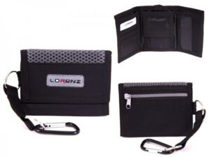 7999 BLACK SMALL TRIFOLD SPORTS WALLET WITH BELT HOOK