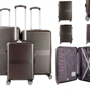 T-HC-06 DARK GREY SET OF 3 TRAVEL TROLLEY SUITCASE