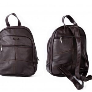 3744 DARK BROWN BACKPACK WITH TOP ZIP ROUND COMPARTMENT