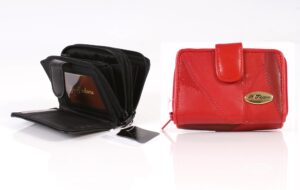 4812 RED TWIN ZIP PATCH ROUND PATCH PURSE WITH PASS