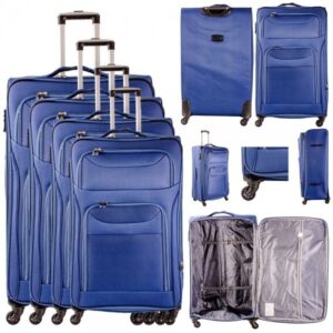 SL-01 BLUE SET OF 4 TRAVEL TROLLEY SUITCASES