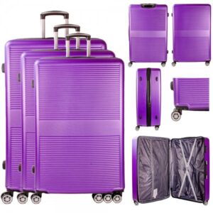 T-HC-09 PURPLE SET OF 3 TRAVEL TROLLEY SUITCASE