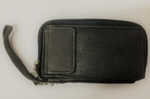 50767 BLACK ZIP PURSE WITH POPPERED FRONT POCKET
