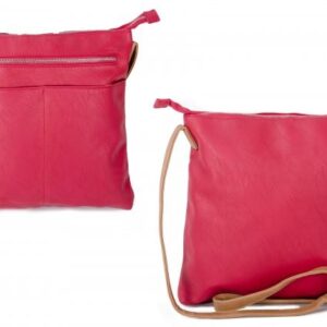 JBFB276 RED PU CROSSBAG W/ 2 ZIPS & FRONT POCKETS