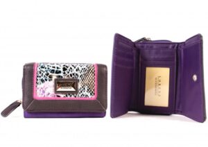 7620 PURPLE DISTRESSED GRAIN PU ZIP ROUND PURSE