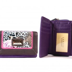 7620 PURPLE DISTRESSED GRAIN PU ZIP ROUND PURSE