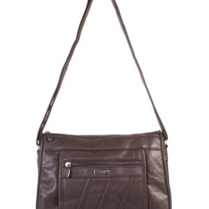 5862 PU TWIN TOP ZIP BAG WTH BK & FRNT ZIP DARK BROWN