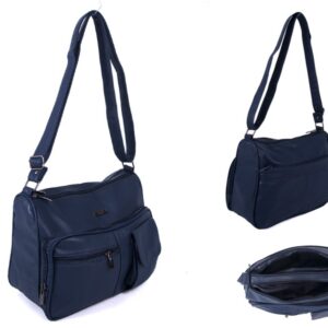 5869 NAVY PU BAG WITH 5 ZIPS AND POP POCKET