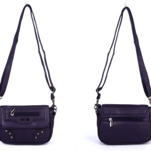5869 PURPLE PU X BODY SML FLAP HANDBAG