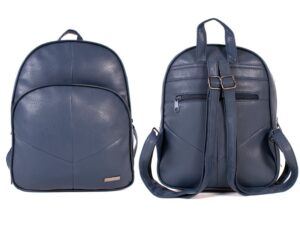 5877 LTHR GRN PU BACKPACK WT FRNT ZIP RND PKT NAVY