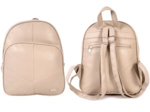 5877 LTHR GRN PU BACKPACK WT FRNT ZIP RND PKT TAUPE