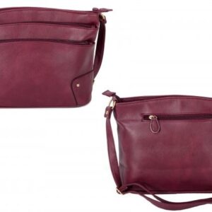 JBFB306 WINE PU CROSSBAG W/ 4 ZIPS