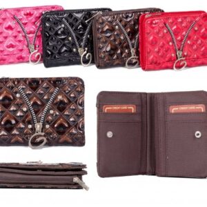 PU-28 BROWN PU PURSE W/ ZIP AND