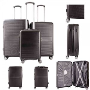 T-HC-09 BLACK SET OF 3 TRAVEL TROLLEY SUITCASE