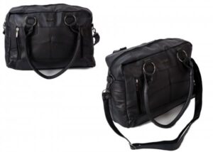 3760 BLACK LEATHER HANDBAG W/ SHOULDER STRAP