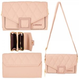 7123 MINK QUILT EFFECT FLIPOVER W/SHOULDER STRAP RFID PU BAG