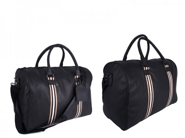 JBTB50 BLACK PU HOLDALL GYM BAG WITH ADJUSTABLE STRAP