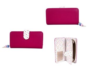 7132 PINK PURSE WITH POP FRONT 1 ZIP AND BEAD CHARM