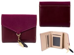 7144 PLUM SMALL ENVELOPE STYLE FLAPOVER PURSE RFID
