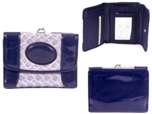 7439 BLUE 11 CM PATENT INTERWEAVE PVC PURSE WITH ZIP