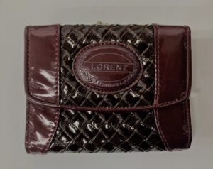 7439 BURGUNDY 11 CM PATENT INTERWEAVE PVC PURSE WITH ZIP