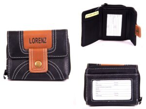 7500 BLACK/BROWN PU PURSE WITH POPPERED FRONT & REAR ZIPPED PKT