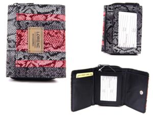 7609 BLACK/PINK SNAKE PU ZIP RND PURSE WTH FLAP & P.PKT