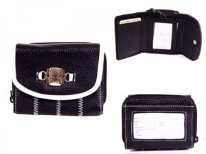7564 BLACK/WHITE GRND PU ZIP RND PRSE WTH FLP. PPKT . PLAQ