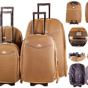 FI-500 LIGHT BROWN SET OF 4 TROLLEY SUITCASE LUGGAGE BAG