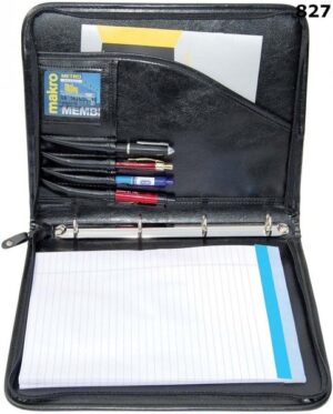 827 BLACK A4 CONFERENCE FOLDER ZIPPED BINDER 4 RING
