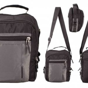 JBMB 10 GREY POLYESTER MULTI ZIP SHOULDER BAG