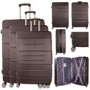 T-HC-LS-01 BLACK SET OF 3 TRAVEL TROLLEY SUITCASES