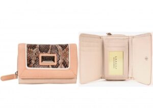 7620 CREAM DISTRESSED GRAIN PU ZIP ROUND PURSE