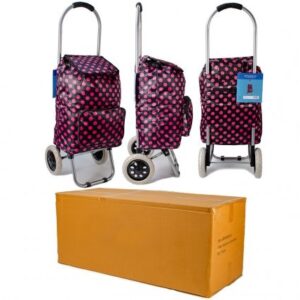 ST-03-DP POLKA DOT BLK/RED 2 WHEEL SHOPPING TROLLEY BOX 10 PCS