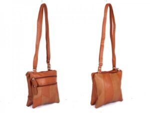 JBHB2556 TAN PATCHWORK XBDY WITH 4 ZIPS