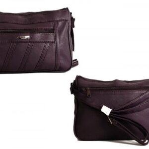 5862 PLUM PU TWIN TOP ZIP BAG WTH BK & FRNT ZIPS