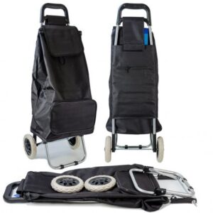 ST-B-02 PLAIN BLACK 2 WHEEL SHOPPING TROLLEY