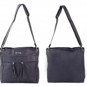 JBFB310 NAVY PU HANDBAG 3 ZIPS CAMEL