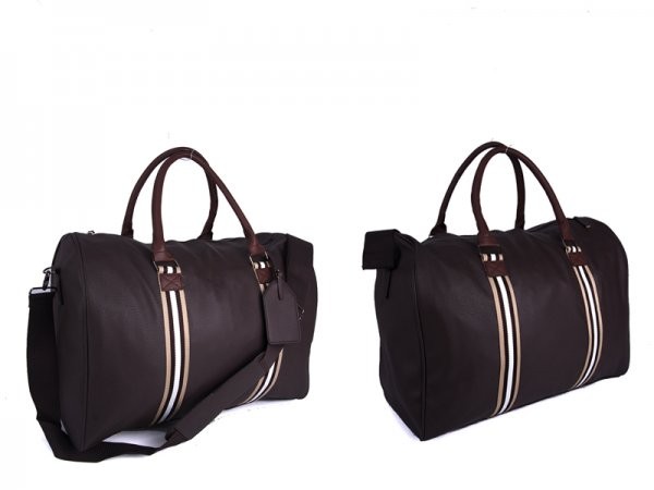 JBTB50 BROWN PU HOLDALL GYM BAG WITH ADJUSTABLE STRAP