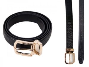 2714 BLACK 1” CROC GRAIN BELT WITH GLINT BCKL MED