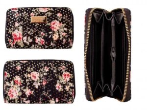 LW180 BLACK FLORAL SPOT PURSE