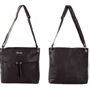 JBFB310 BLACK PU HANDBAG 3 ZIPS CAMEL